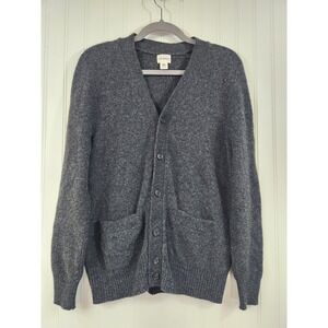 Club Monaco Mens XS Charcoal Grey 100% Wool V-Neck Button Cardigan Sweater Cozy